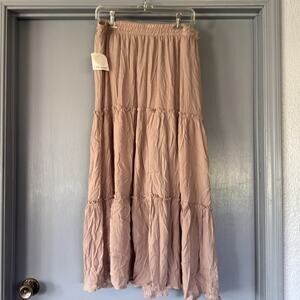 NWT Passport Long Tiered Women's Skirt Tan sz XL Elastic Waist Lined Prairie